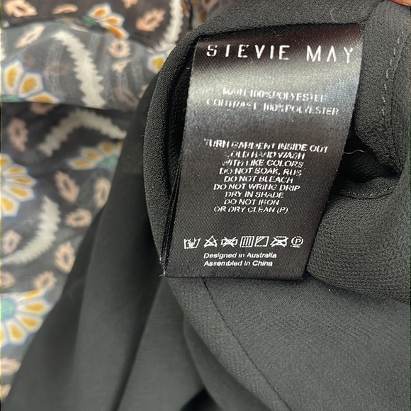 Stevie May S Anise Floral Chiffon Black Lined Short Sleeve Flowy Midi Dress - Picture 10 of 15